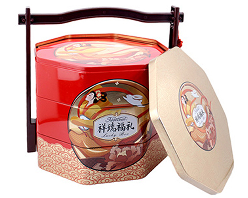 三層六邊形月餅鐵盒 三層六邊形月餅鐵盒